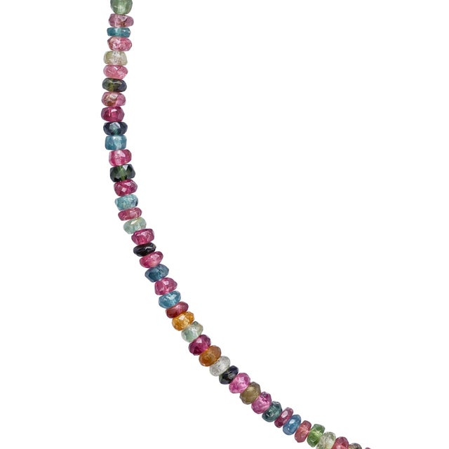 Modern Birthstone October Tourmaline Gold Bead Necklace For Sale - Image 3 of 7