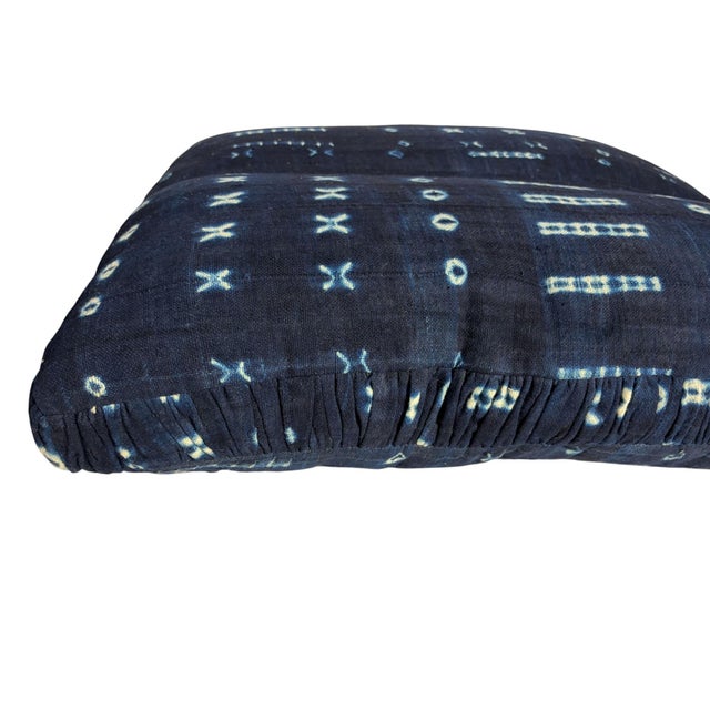 African Custom Made Indigo Cloth Floor Pillow 22" by 25" For Sale - Image 4 of 6