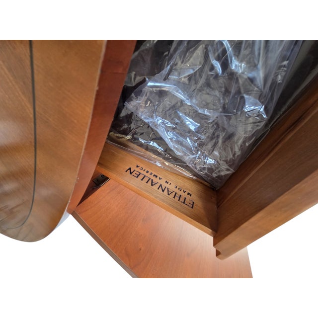 1990s Ethan Allen Avenue Demilune Sideboard Cherry Buffet Credenza Cabinet Console For Sale - Image 13 of 15