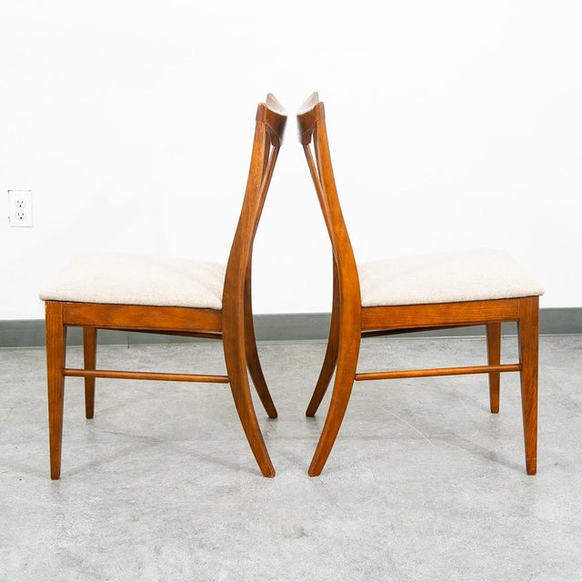 Mid Century Modern Dining Chairs Set 6 Solid Stained Oak Keller Furniture Tan For Sale In Sacramento - Image 6 of 12