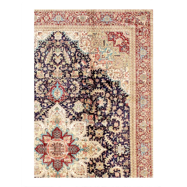 Persian Tabriz Heriz Design Viscose on a cotton foundation with a medallion This rug has a dense, soft pile, and excellent...