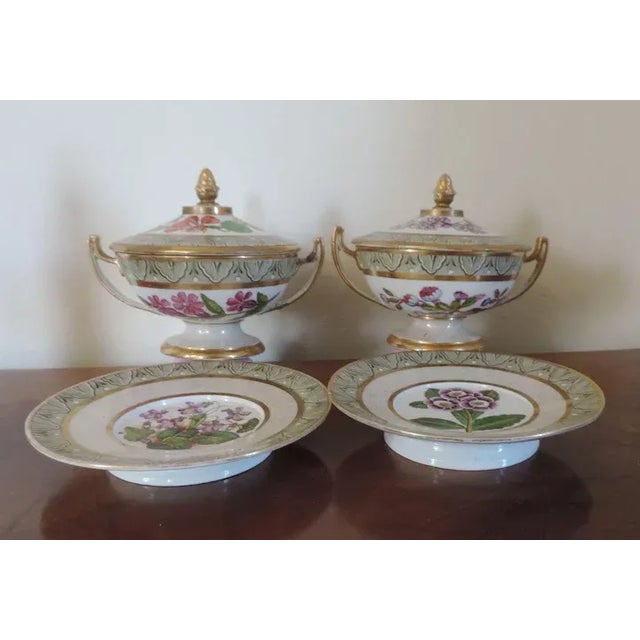 1805 English Coalport Botanical Porcelain Tureens with Covers & Under Plates - A Pair For Sale In New York - Image 6 of 11