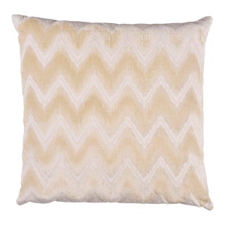 Schumacher Chevron Velvet 18" Pillow in Champagne For Sale