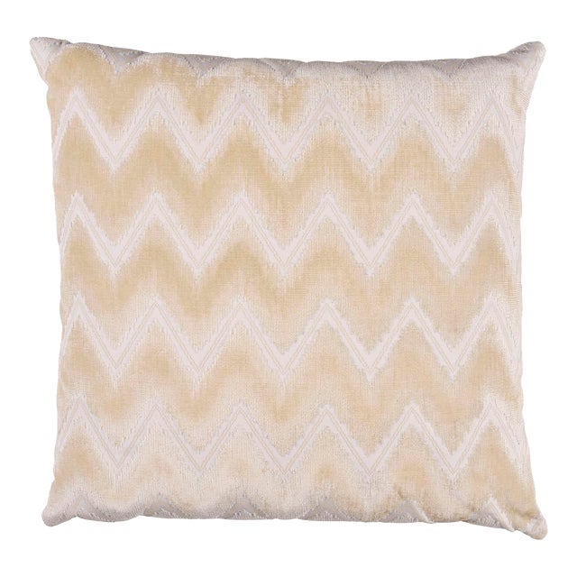 Schumacher Chevron Velvet 18" Pillow in Champagne For Sale