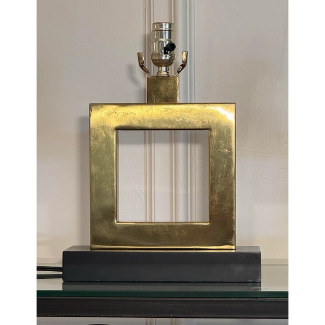 Mid Century Modern Hollywood Regency Square Brass Table Lamps, a Pair For Sale In Houston - Image 6 of 12