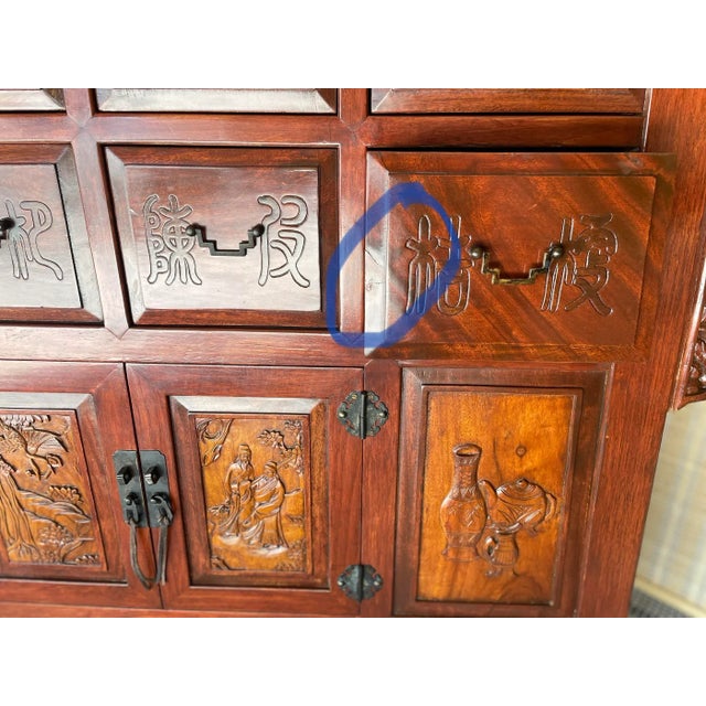 1970s Vintage Mahogany Ming Altar Style Tall Chest For Sale - Image 12 of 13