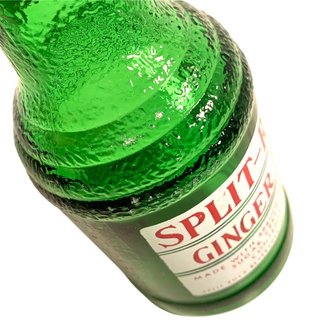 Glass 1960s Mid Century Split Rock Green Glass Ginger Beer Bottle For Sale - Image 7 of 9