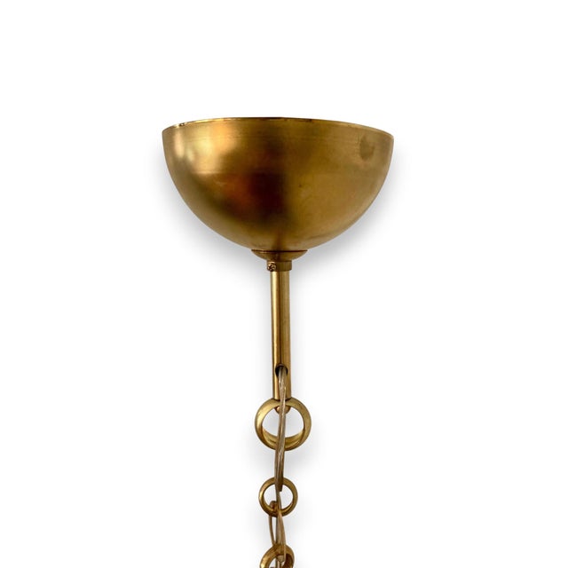 Italian Handblown Faux Alabaster Glass Pendant With Brass Chain and Fittings For Sale - Image 11 of 18