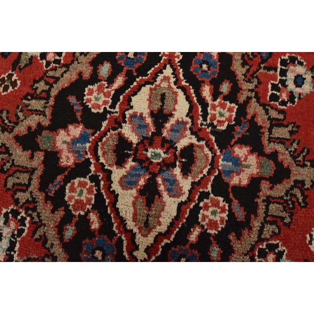 Red Hamedan Rug 6’10” X 10’2” Red Wool Vintage Traditional Hand-Knotted Carpet For Sale - Image 8 of 15