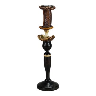 Antique Antler Candle Holder With Deer Horns, Germany Ca. 1900 For Sale