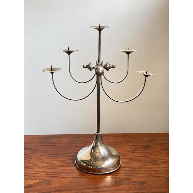 Sculptural Metal 5-Arm Candelabra by Attila Demcsik, Hungary, 1980 For Sale - Image 11 of 11