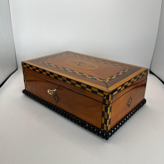 Antique Historicism Box with Birch Inlay, Germany, 1880 For Sale - Image 4 of 18