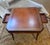 Vintage Leather Top Embossed Game Card Table For Sale - Image 4 of 13