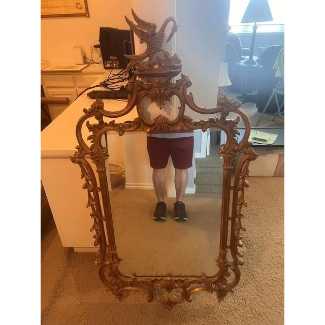 Rococo Phoenix Chippendale Rococo Style Gilt Wall Mirror For Sale - Image 3 of 4