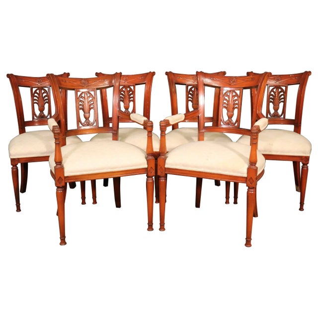1950s Vintage French Carved Walnut Regency Dining Chairs - Set of 6 For Sale - Image 13 of 13
