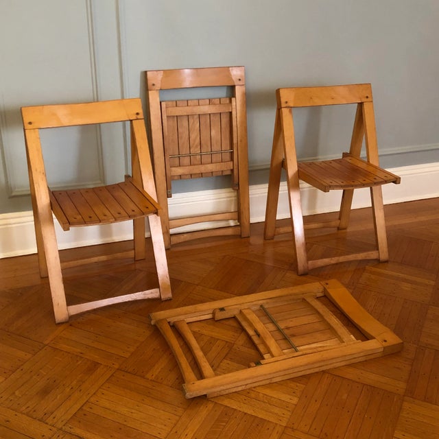 Mid 20th Century Aldo Jacober for Alberto Bazzani Wood Folding Chairs - Set of Four For Sale - Image 5 of 12