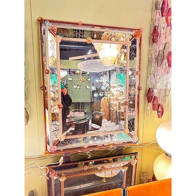 Italian Floreal Hand-Carving Mirror by Simong For Sale - Image 4 of 8