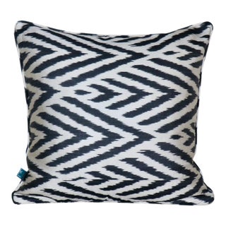 Black Leaf Ikat Pillow For Sale
