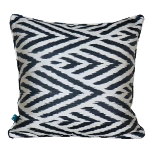 Black Leaf Ikat Pillow