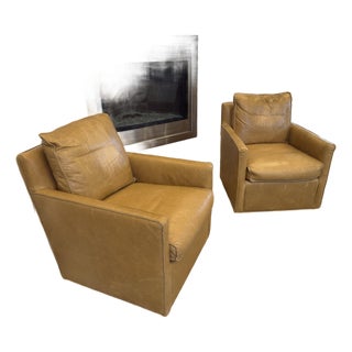 Room & Board Leather Swivel Chairs For Sale