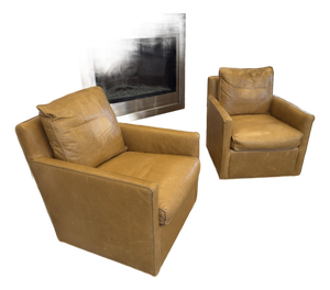 Room & Board Leather Swivel Chairs