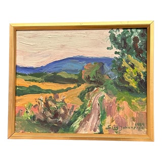 Stig Johansson, Landscape, 1989, Oil on Canvas, Framed For Sale