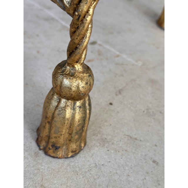 Hollywood Regency Mid-20th Century Regency Italian Gilt Rope Tassel Side Table For Sale - Image 3 of 10
