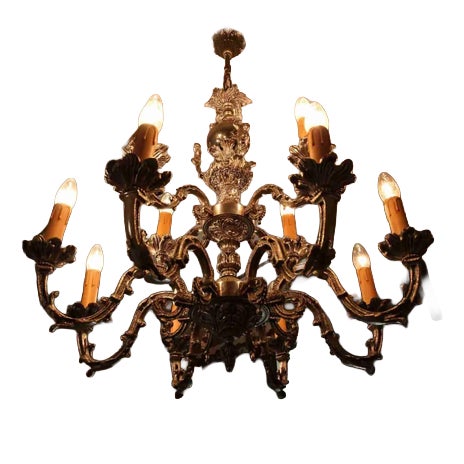 Figural 2-Tiered 12-Armed Chandelier For Sale