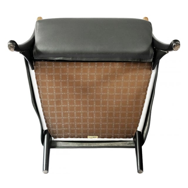 Wood Mid-Century Leather Armchair by Umberto Asnago for Giorgetti Progetti For Sale - Image 7 of 8