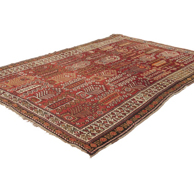 79903 Antique Caucasian Shirvan Rug, 04'00 x 05'09. The Ancestral Legacy: An Antique Caucasian Shirvan Masterpiece of...