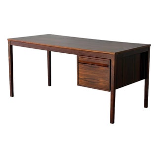 Elegant Rosewood Executive Writing Desk With Single Drawer Danish Mid-Century Modern 1960s For Sale