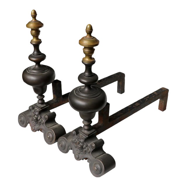 Antique Fireplace Andirons, Pair For Sale