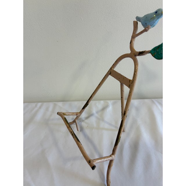 Vintage Cast Iron Bird Easel Display Stand With Blue Bird For Sale - Image 11 of 11