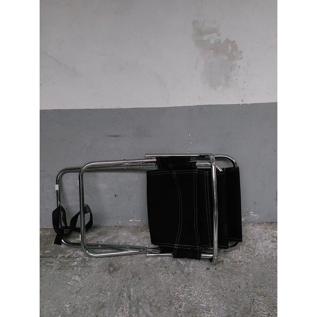 Black Folding Chair in Chrome, 1980s For Sale - Image 5 of 18