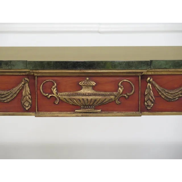 1990s Vintage John Widdicomb Adam Style Faux Marble Top Console For Sale - Image 9 of 12