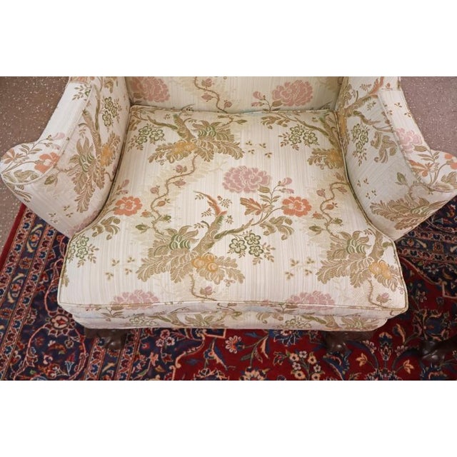 1980s Pair of Kittinger Colonial Williamsburg Scalamandre Fabric Fire Side Wing Chairs For Sale - Image 11 of 15