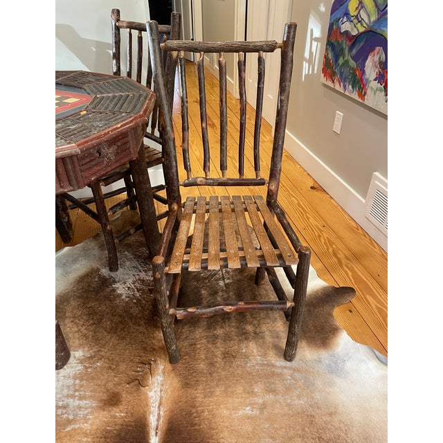 1950s Vintage Hickory Furniture Adirondack Game Table and 4 Chairs