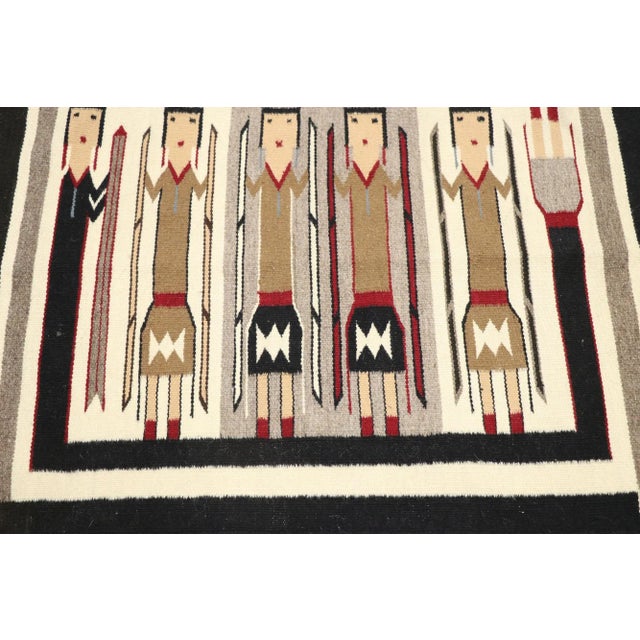 Navajo Indian Art Antique Yeibichai Navajo-Style Kilim Rug - 02'01 X 02'10 For Sale - Image 4 of 9