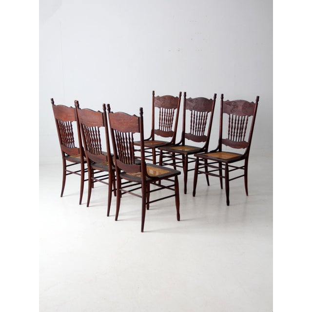 Antique Press Back Dining Chairs Set of 4 For Sale - Image 12 of 16