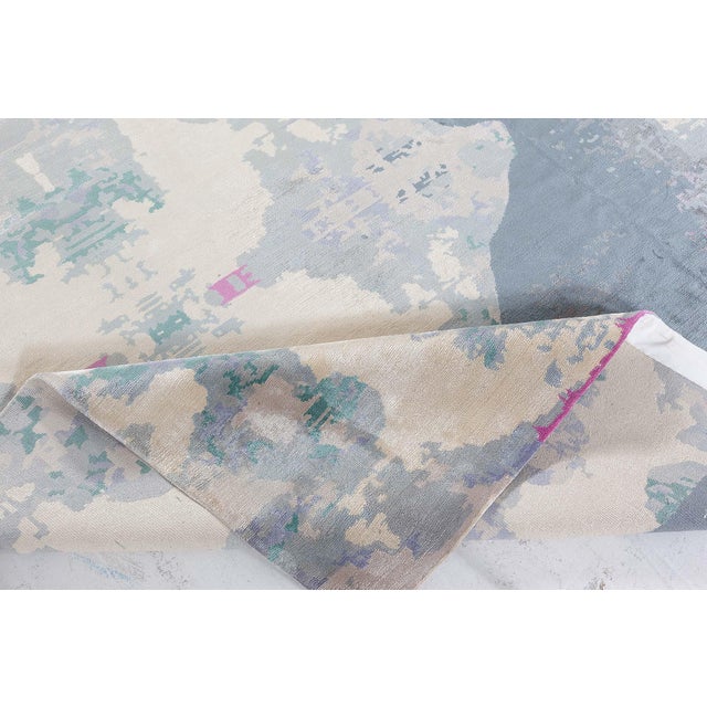Modern Eskayel Jangala Abstract green Hemp rug by Doris Leslie Blau. Size: 8.2" × 10.3" (248 × 312 cm). New, custom and...