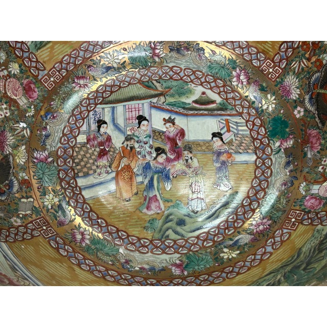 Vintage Chinese Famille Rose People House Graphic Large Porcelain Bowl Pot For Sale - Image 10 of 12