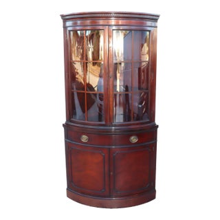1950s Vintage Drexel New Travis Court Bow-Front Corner China Cabinet For Sale