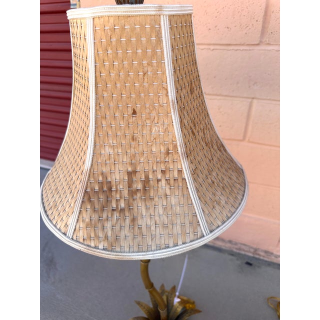 Hollywood Regency Gold Palm Tree Table Lamps - A Pair For Sale - Image 11 of 12