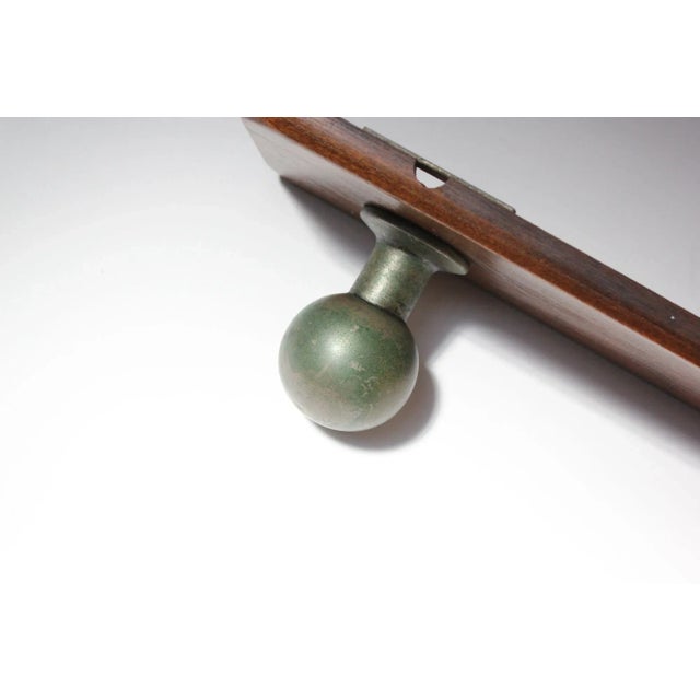 Wood Vintage Italian Wall-Mounted Coat Hook/Rack in Aluminum and Walnut For Sale - Image 7 of 12