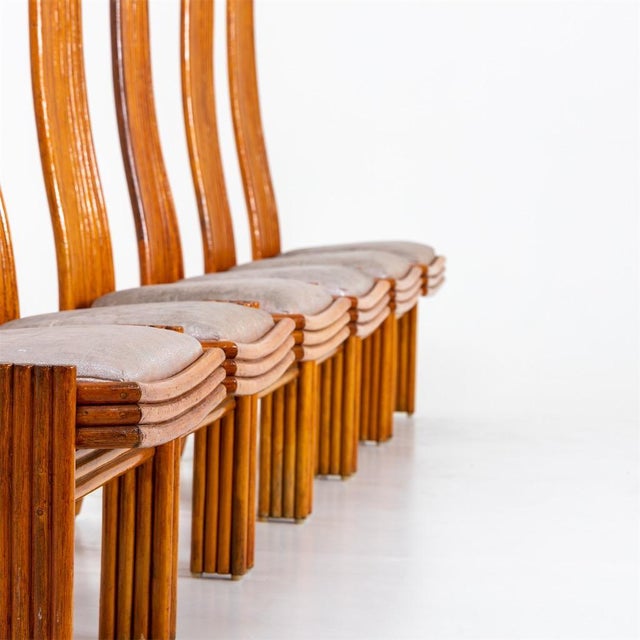 1970s Set of Six Modernist Tall Back Dining Chairs For Sale - Image 14 of 18