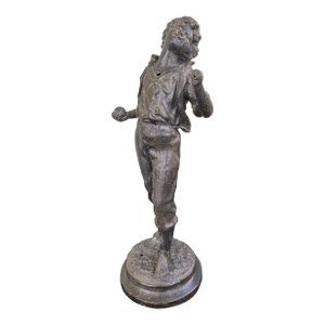Antique Cast Metal Figure of a Young Boy in Ecstatic Pose, Early 20th Century