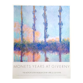 Claude Monet Vintage 1978 Lithograph Print Metropolitan Museum Collector's Exhibition Poster " Poplars " 1891 For Sale