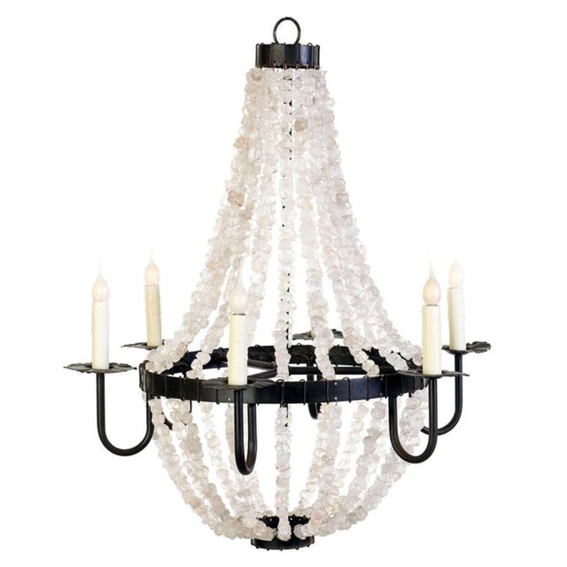 The Small Crystal Empire with quartz crystal nuggets is handcrafted in steel with an antique white finish. The bobeches...