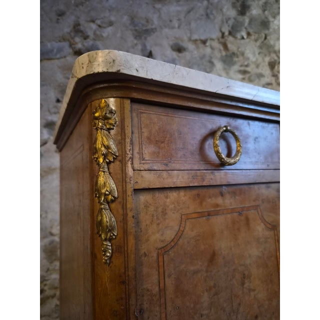 Antique Louis XVI Burr and Elm Cabinet with Marble Top, 1890s For Sale - Image 10 of 18