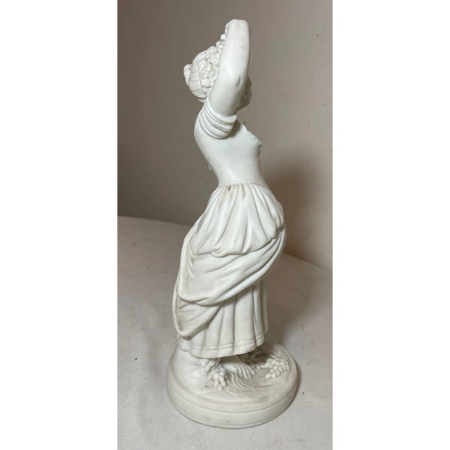 Antique 19th Century Parian Porcelain Lady Grapes European Figural Statue Figure For Sale - Image 4 of 9